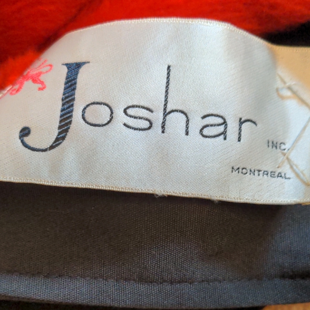 12. Joshar Montreal Vintage Black Trench Coat Faux Leather Red Lined Belted - Picture 4 of 13